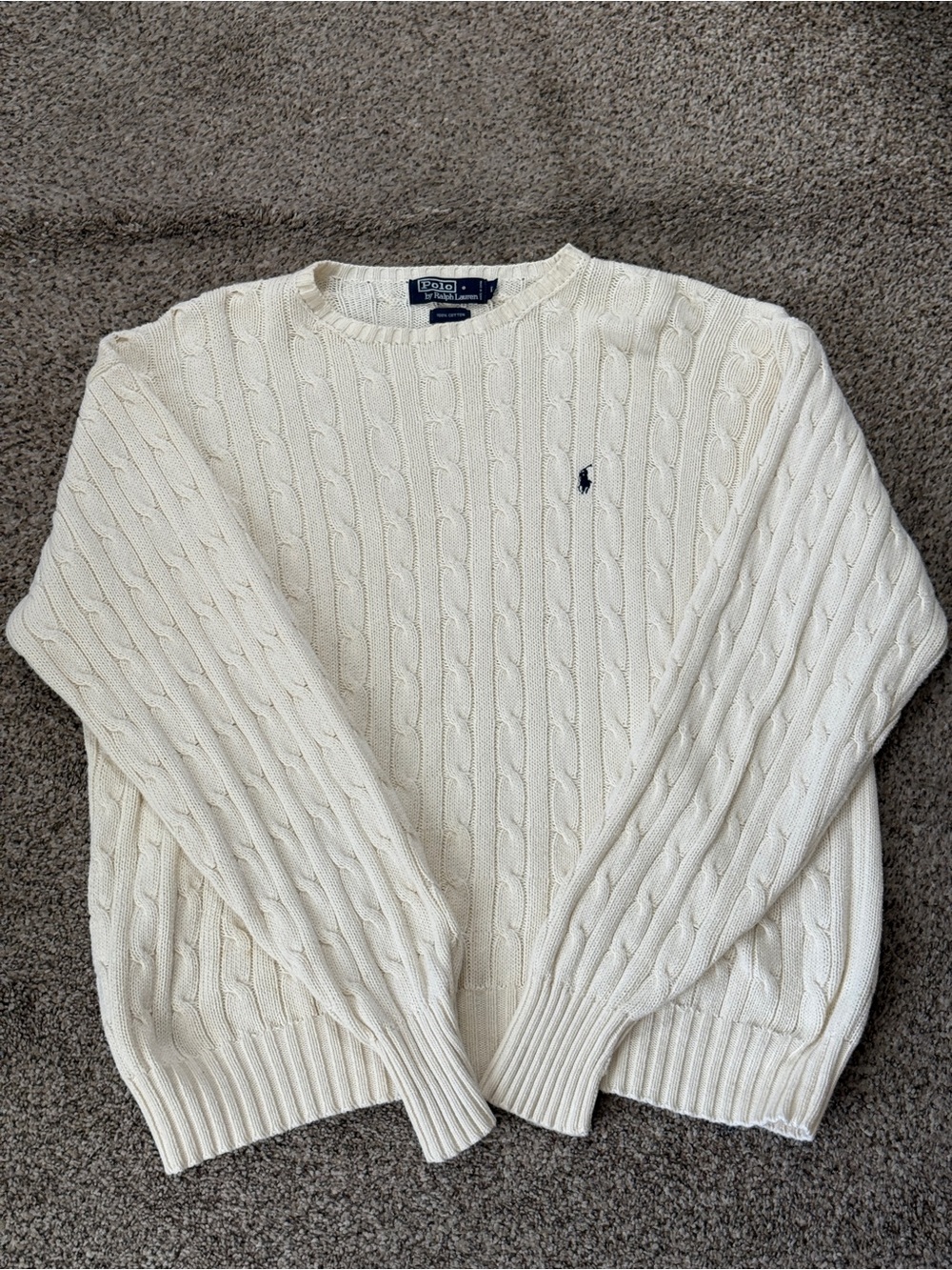 Polo Ralph Lauren Men’s Ivory Cable knit sweater size large